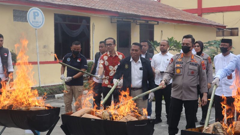 Kapolresta Deli Serdang Pimpin Pemusnahan Narkotika Hasil Tangkapan Januari-Juni 2023