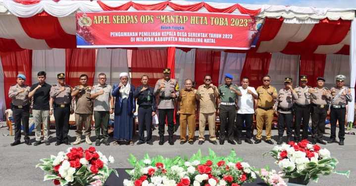 Pengamanan Pilkades, Polres Madina Laksanakan Apel Pergesaran Pasukan Ops “Mantap Huta Toba”