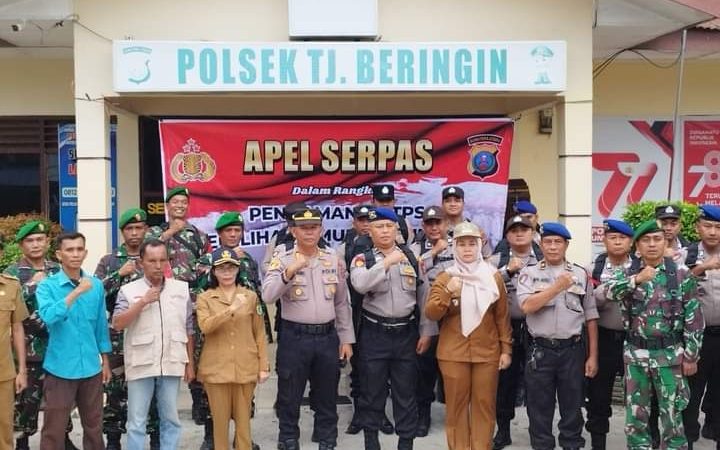 Kapolsek Tanjung Beringin Memimpin Apel Pengeseran Pasukan( Serpas ) Pengamanan (PAM)