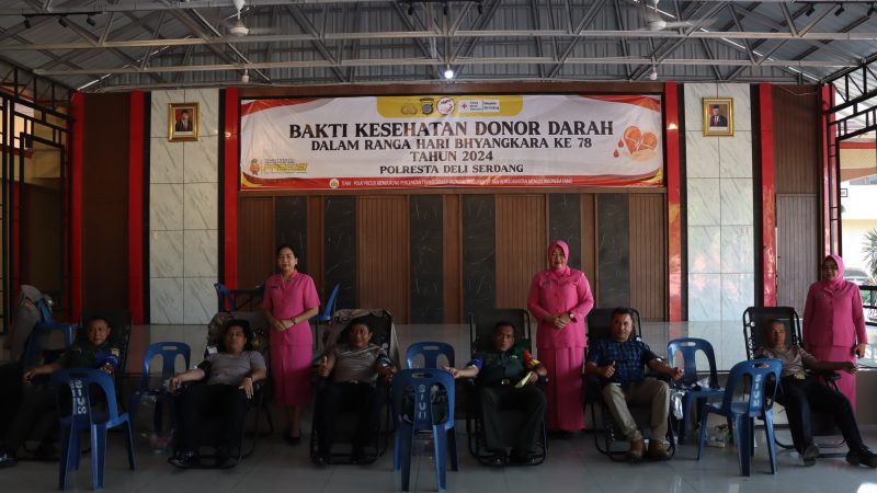 Sambut Hari Bhayangkara ke 78, Polresta Deli Serdang Adakan Bakti Kesehatan Donor Darah 
