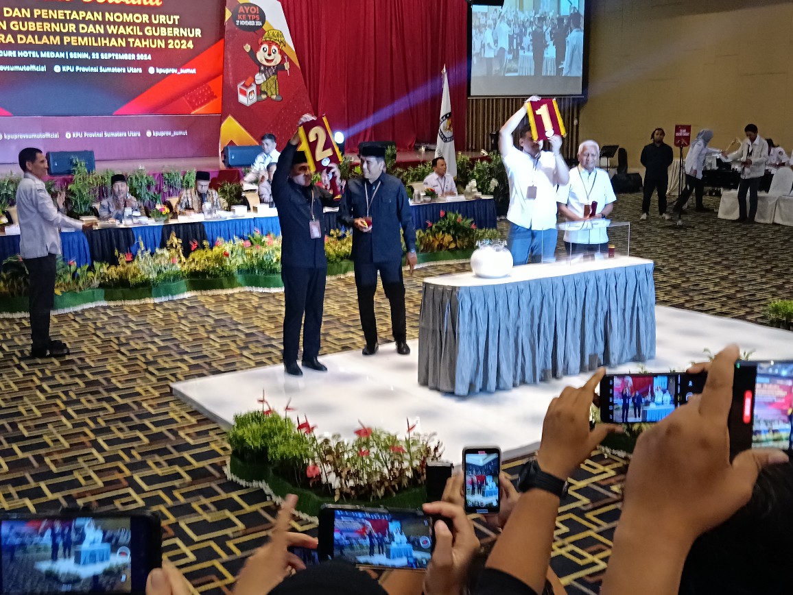 KPU Provinsi Sumut Gelar Pengundian Nomor Urut Cagub dan Cawagub di Hotel Mercure
