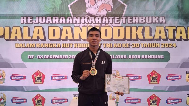 Bripda Yazid Purba Sumbang Emas untuk Polda Sumut di Kejuaraan Karate Dankodiklatad 2024