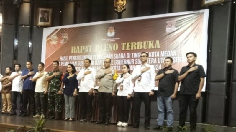 KPU Kota Medan Gelar Rapat Pleno Terbuka Tentang Hasil Rekapitulasi Penghitungan Perolehan Suara Pilkada Tahun 2024