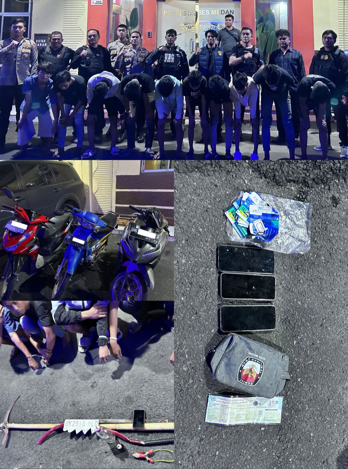 Patroli Presisi Sat Samapta Polrestabes Medan Amankan 10 Terduga Pelaku Tawuran di Jl. Bromo Ujung