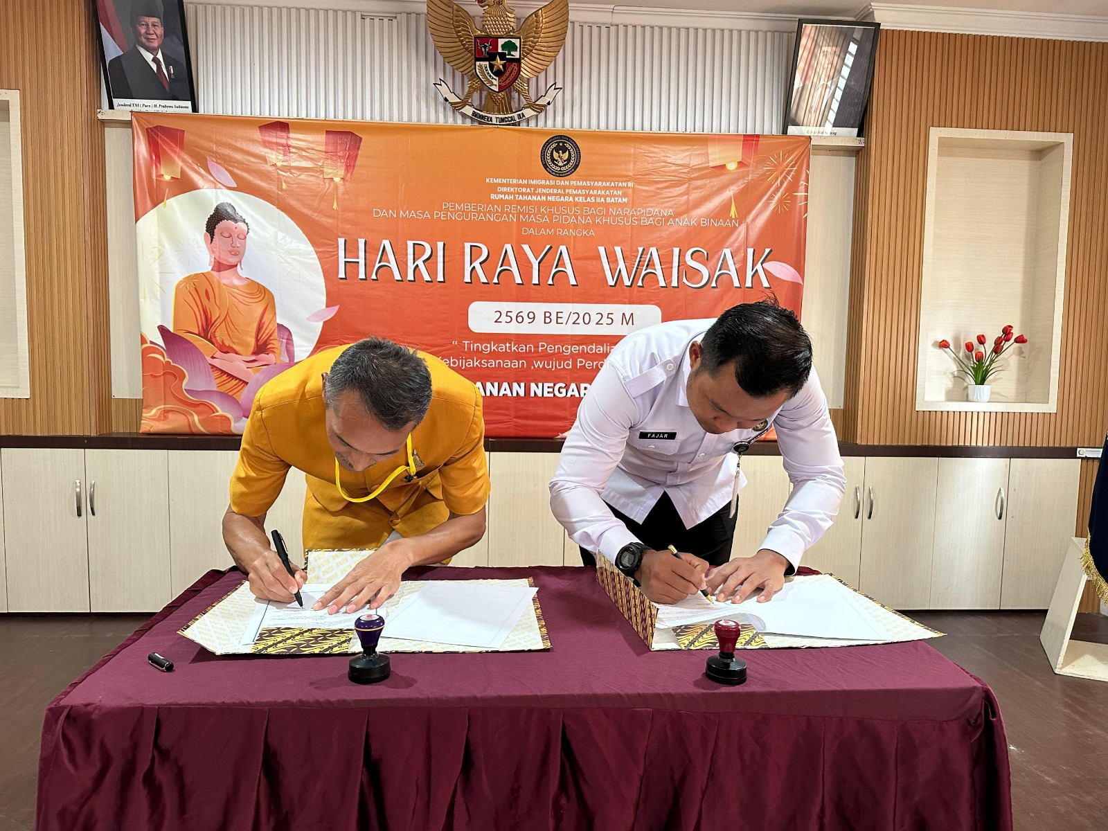 Rutan Batam Berikan Remisi,Sekaligus Penandatangan Perjanjian Kerja Sama Dengan Magabudhi