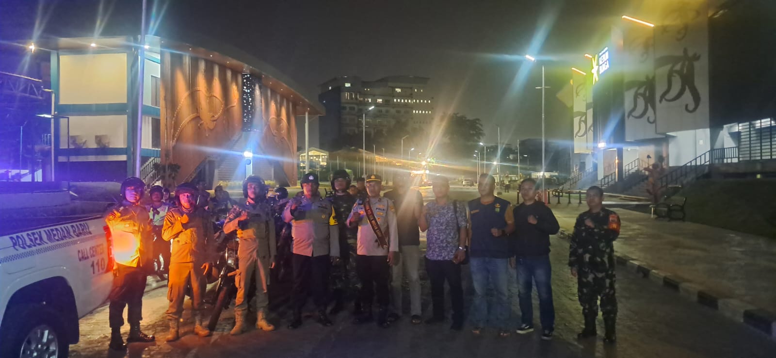 Patroli Gabungan Tiga Pilar, Polsek Medan Baru Wujudkan “Medan Aman” di Malam Hari