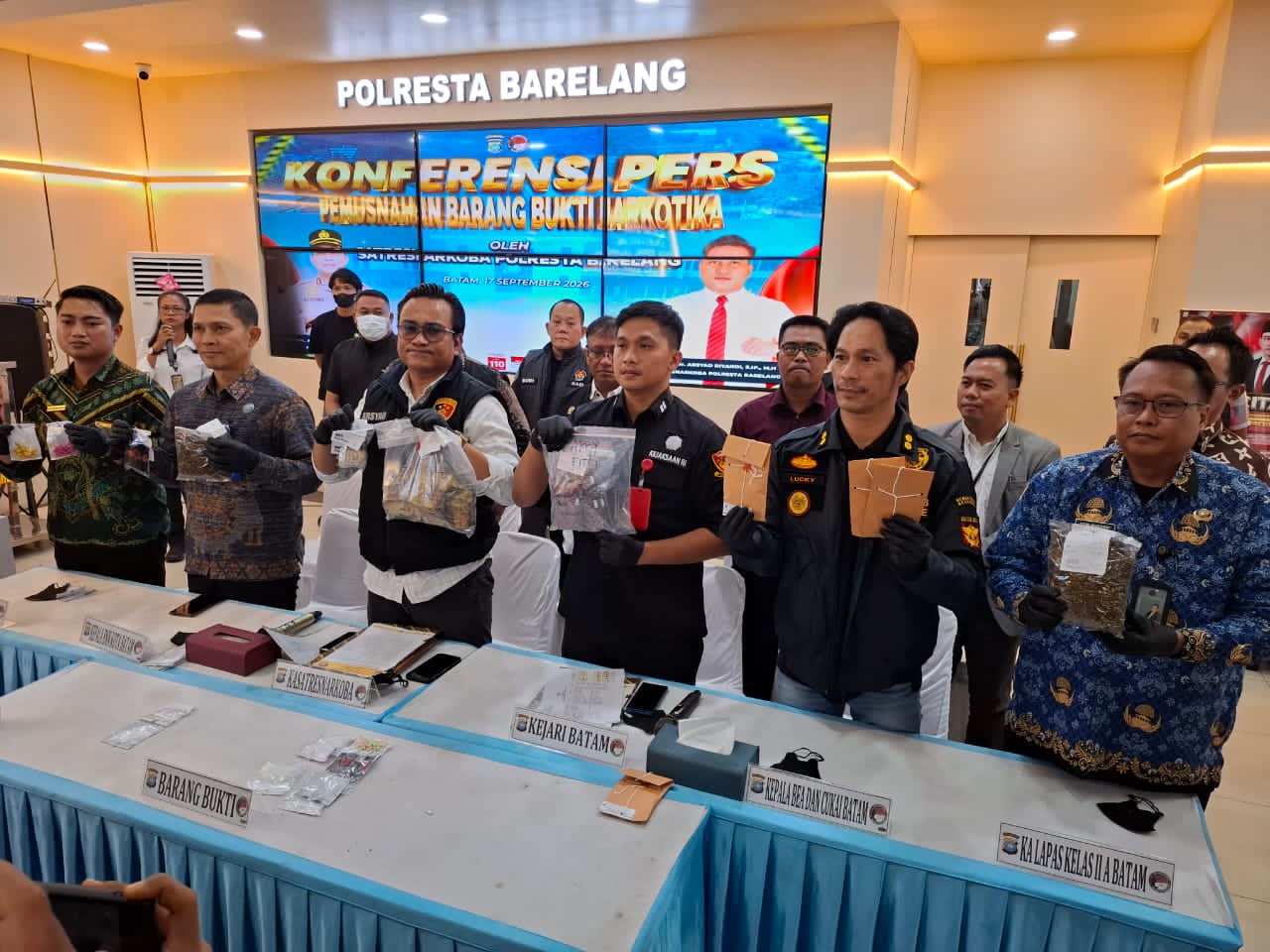 Lapas Batam Hadiri Pemusnahan Barang Bukti Narkotika di Polresta Barelang
