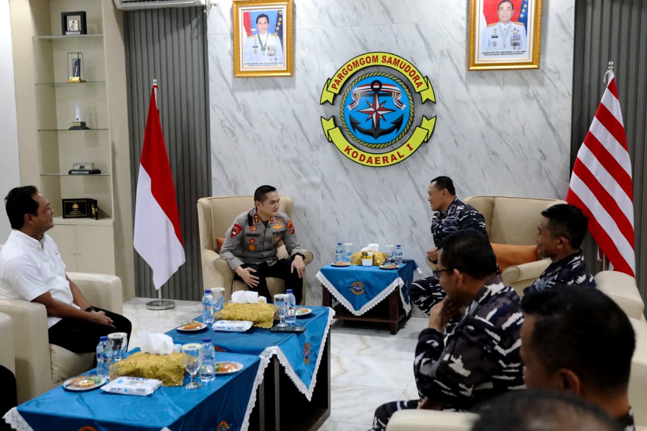 Kapolda Sumut Sambangi Kodaeral I Belawan, Kolaborasi Jaga Kondusifitas Wilayah